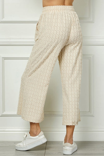 Cream Glitter Cropped Pants