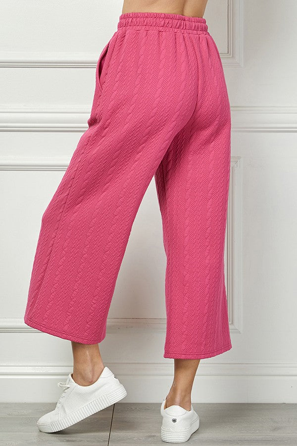 Magenta textured cropped pants