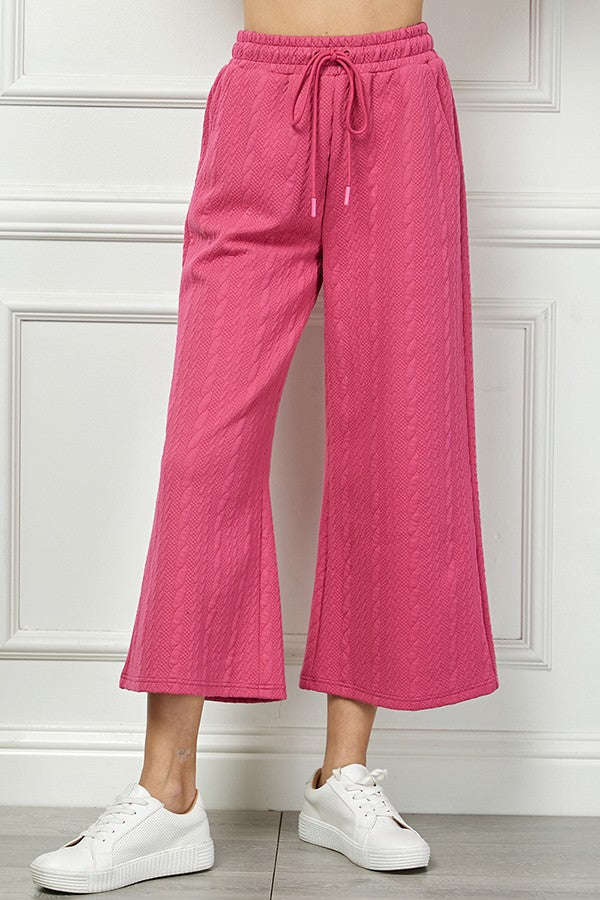 Magenta textured cropped pants