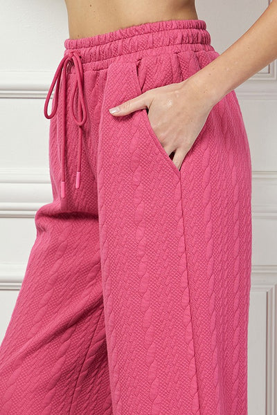 Magenta textured cropped pants