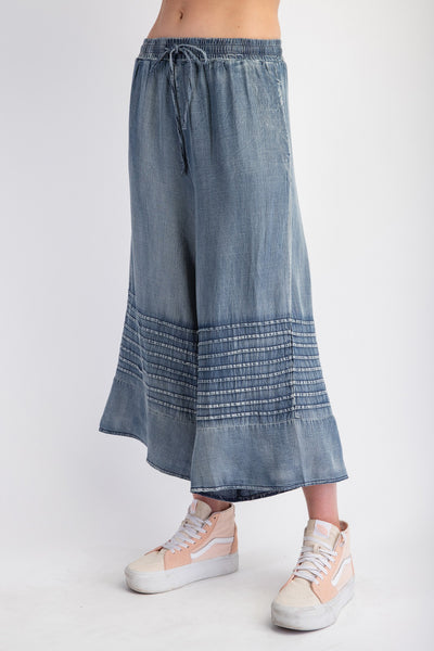 Dark Denim WIDE LEG CAPRI PANTS