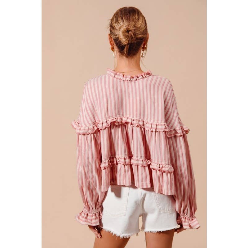 Fuchsia STRIPE REVERSIBLE FLOWY TOP