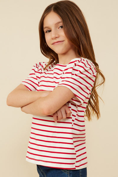 Girls Red  Stripe T-Shirt