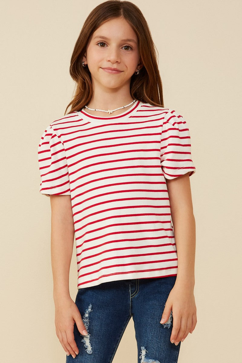Girls Red  Stripe T-Shirt
