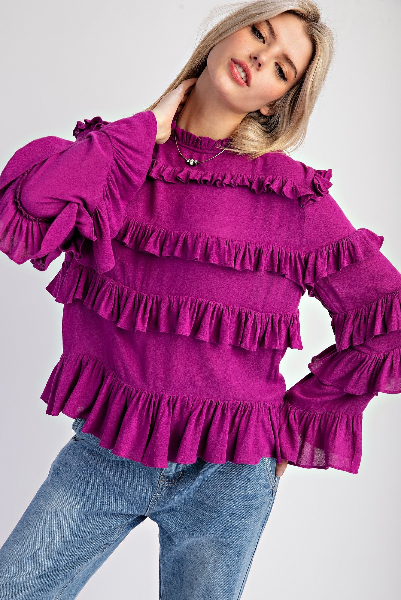 Orchid CREPE TIERED BLOUSE