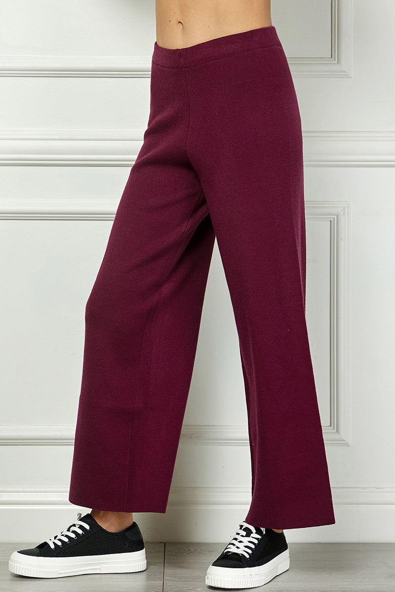 Burgundy Crop Sweater Pants