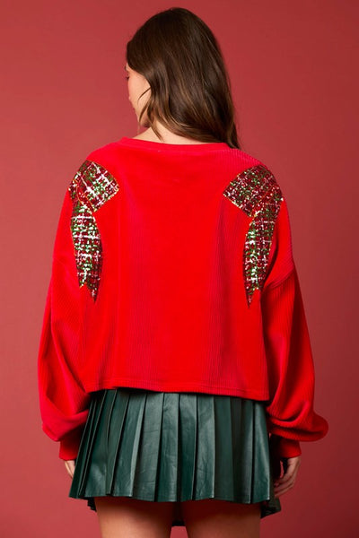 Christmas Bow Sequins Sweatshirt