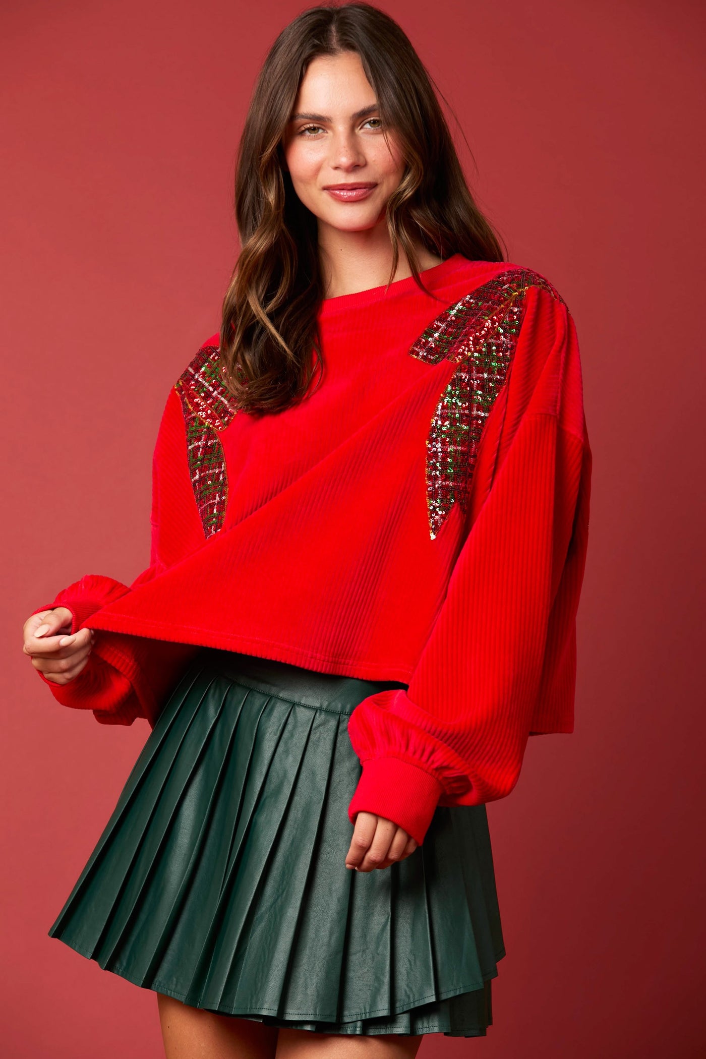 Christmas Bow Sequins Sweatshirt