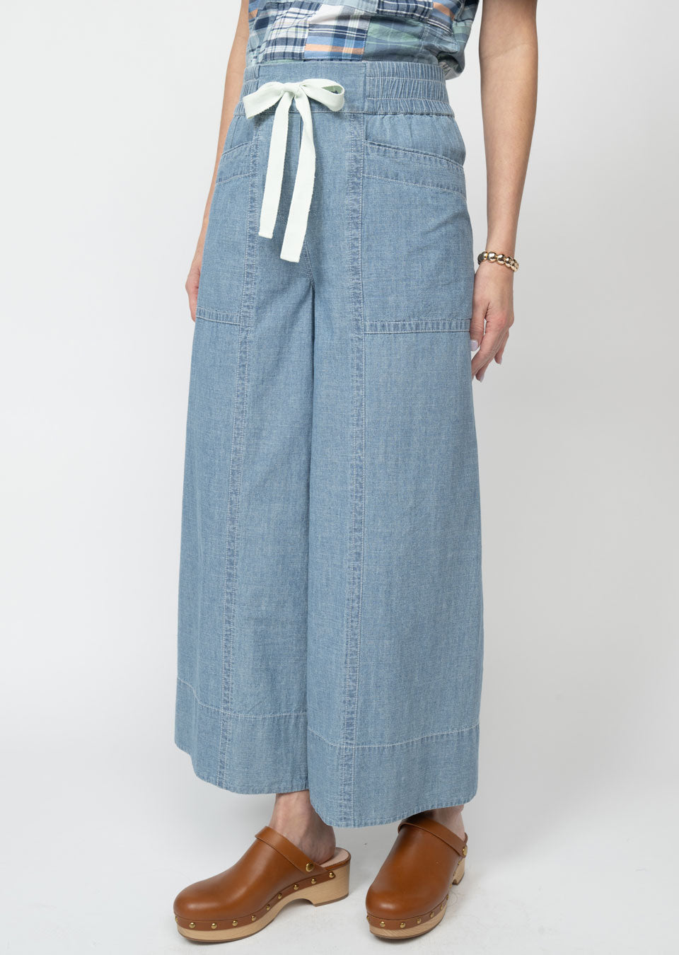 Denim Drawstring Crop Pant