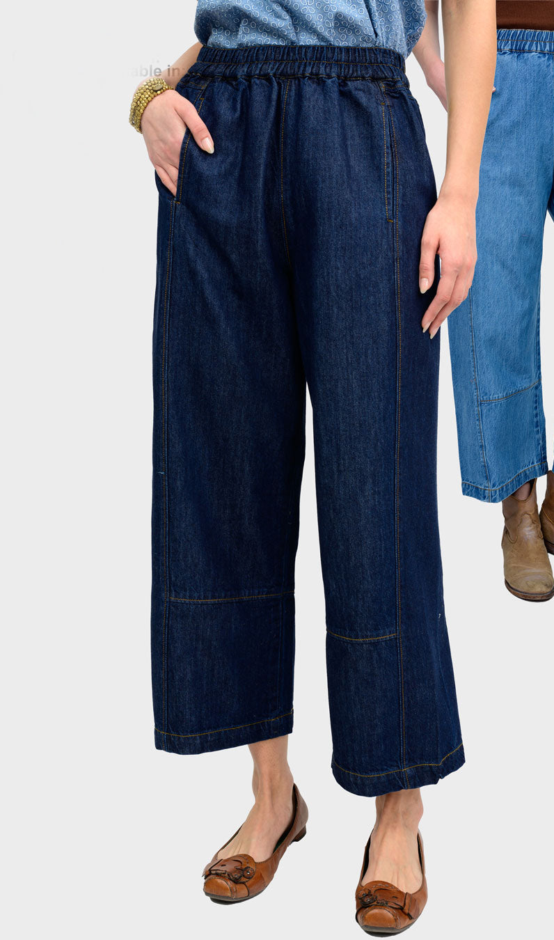 Dark Indigo Barrel Pants