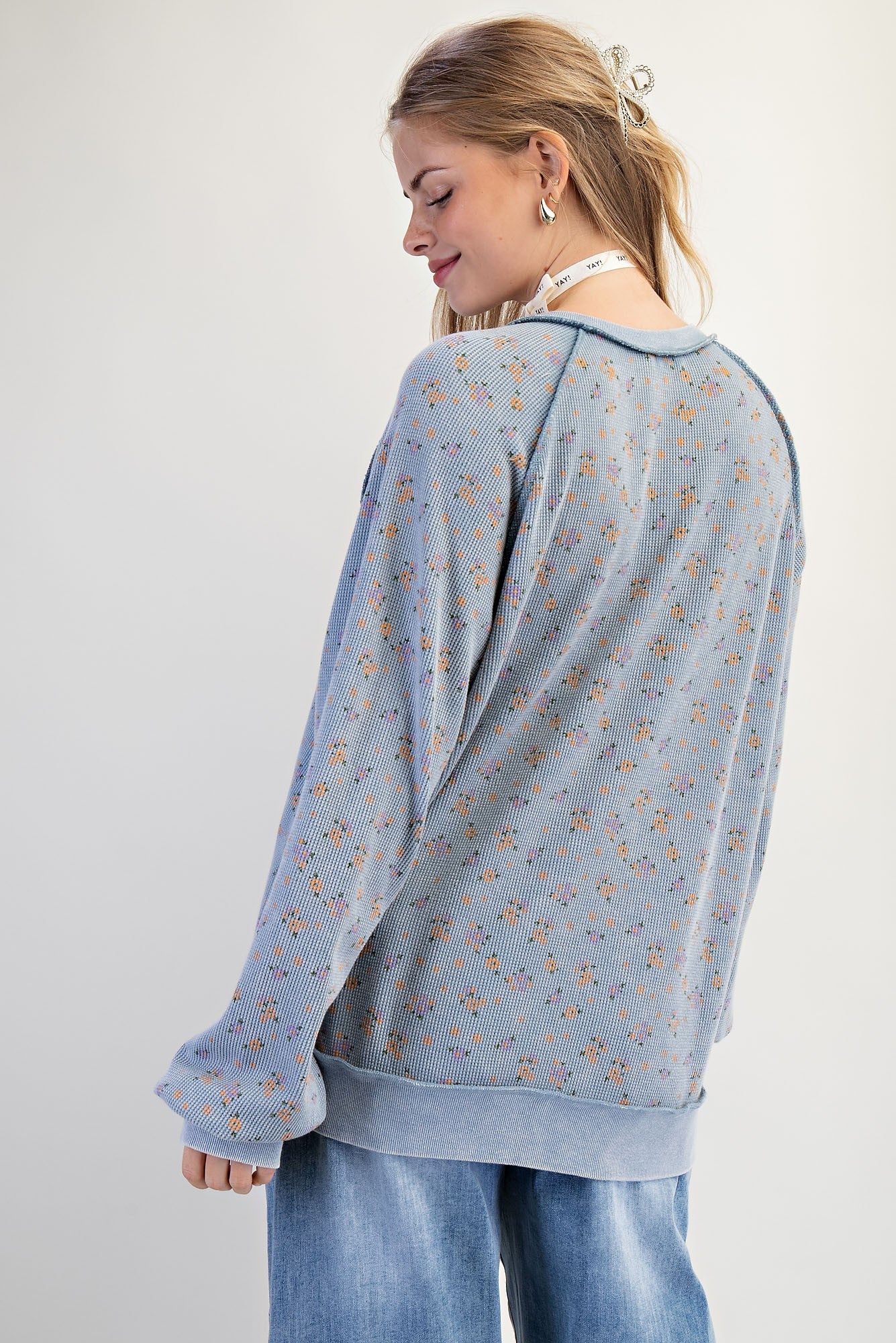 Denim Printed Thermal Top