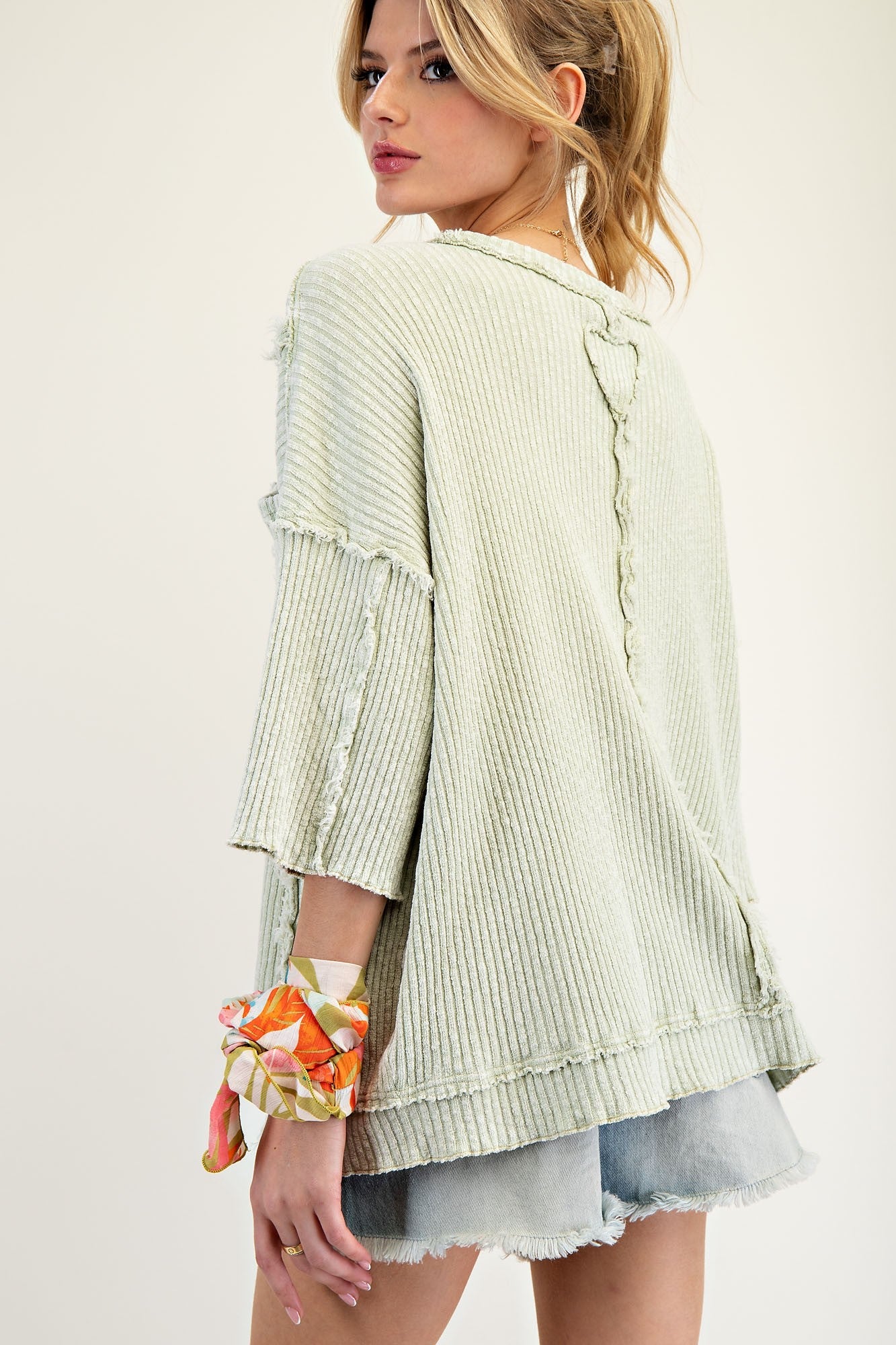 SAGE MINERAL WASH RIB TOP