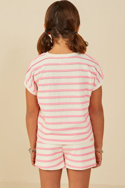Girls Pink Stripe Knit Top