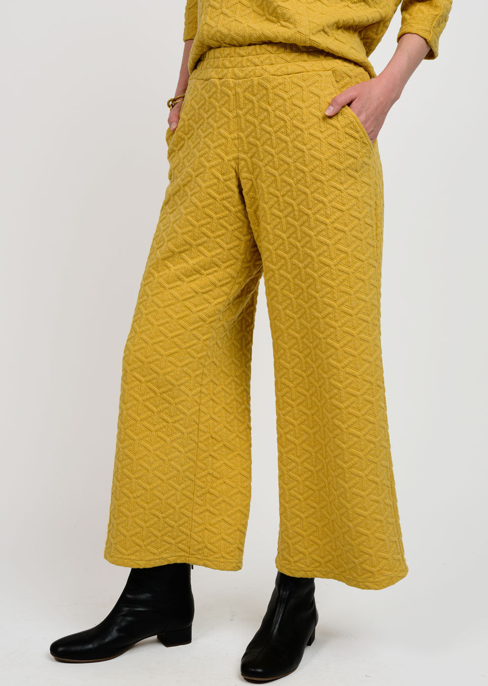 Mustard Quilted Knit Pant