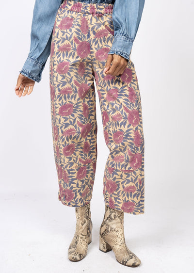 Plum Foral Barrel Pants
