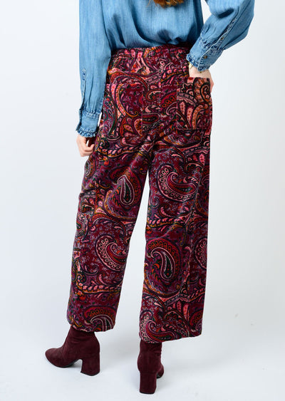 Wine Velveteen Barrel Pants