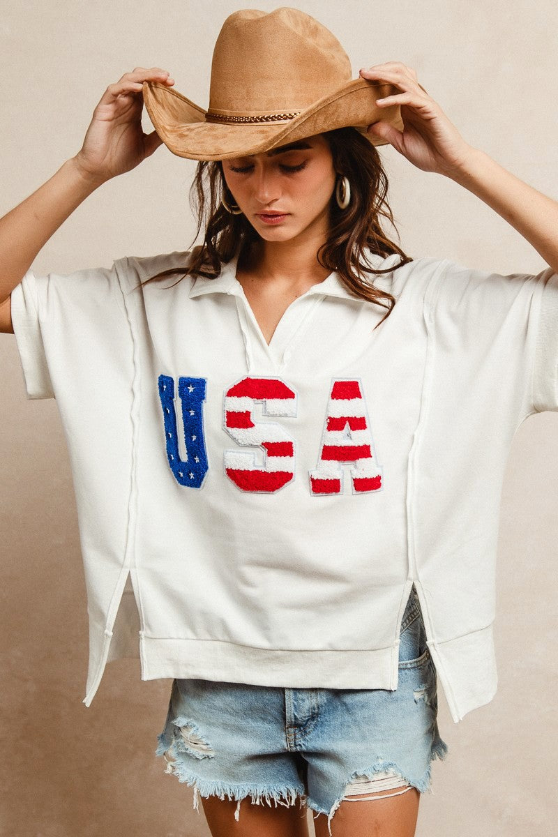 FRENCH TERRY USA PATCHED SHIRT
