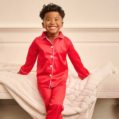 Kids Red Satin Long Sleeve Top