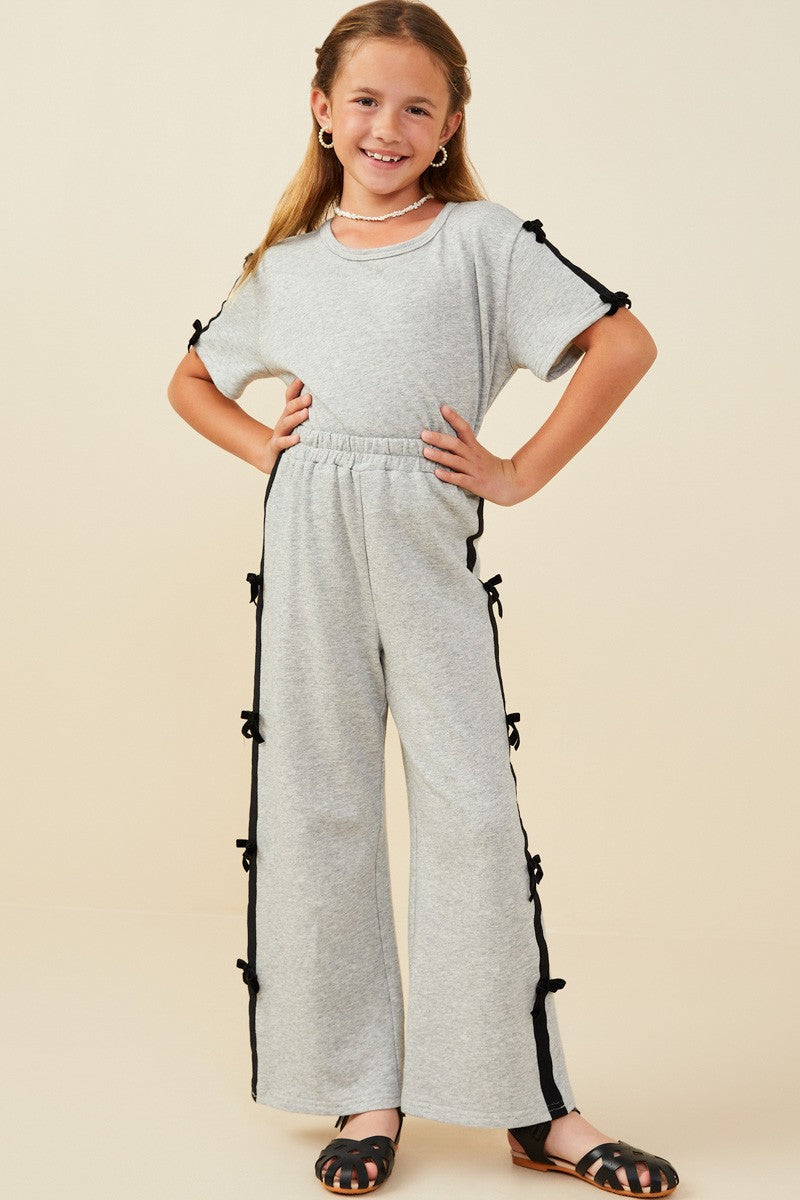 Girls Bow Trim Terry Joggers