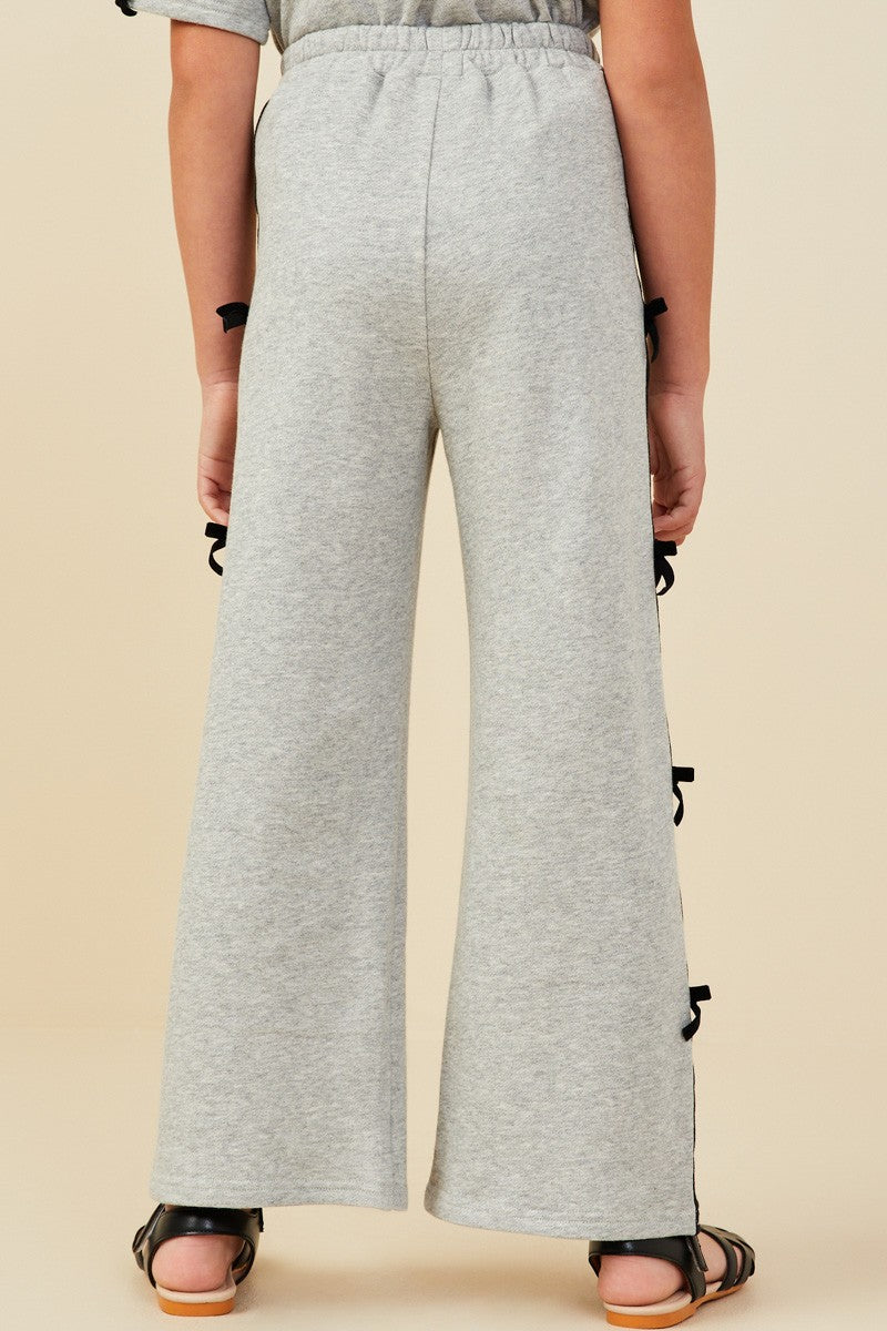 Girls Bow Trim Terry Joggers