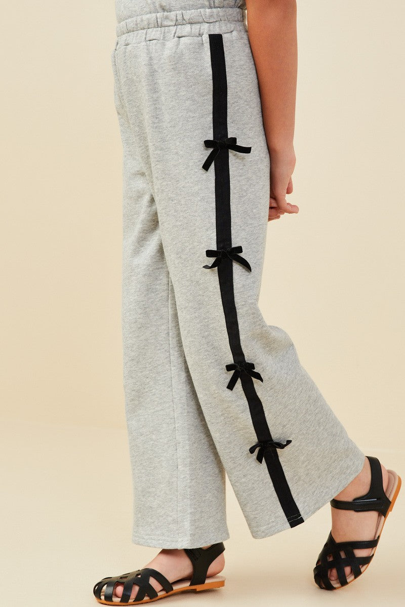 Girls Bow Trim Terry Joggers