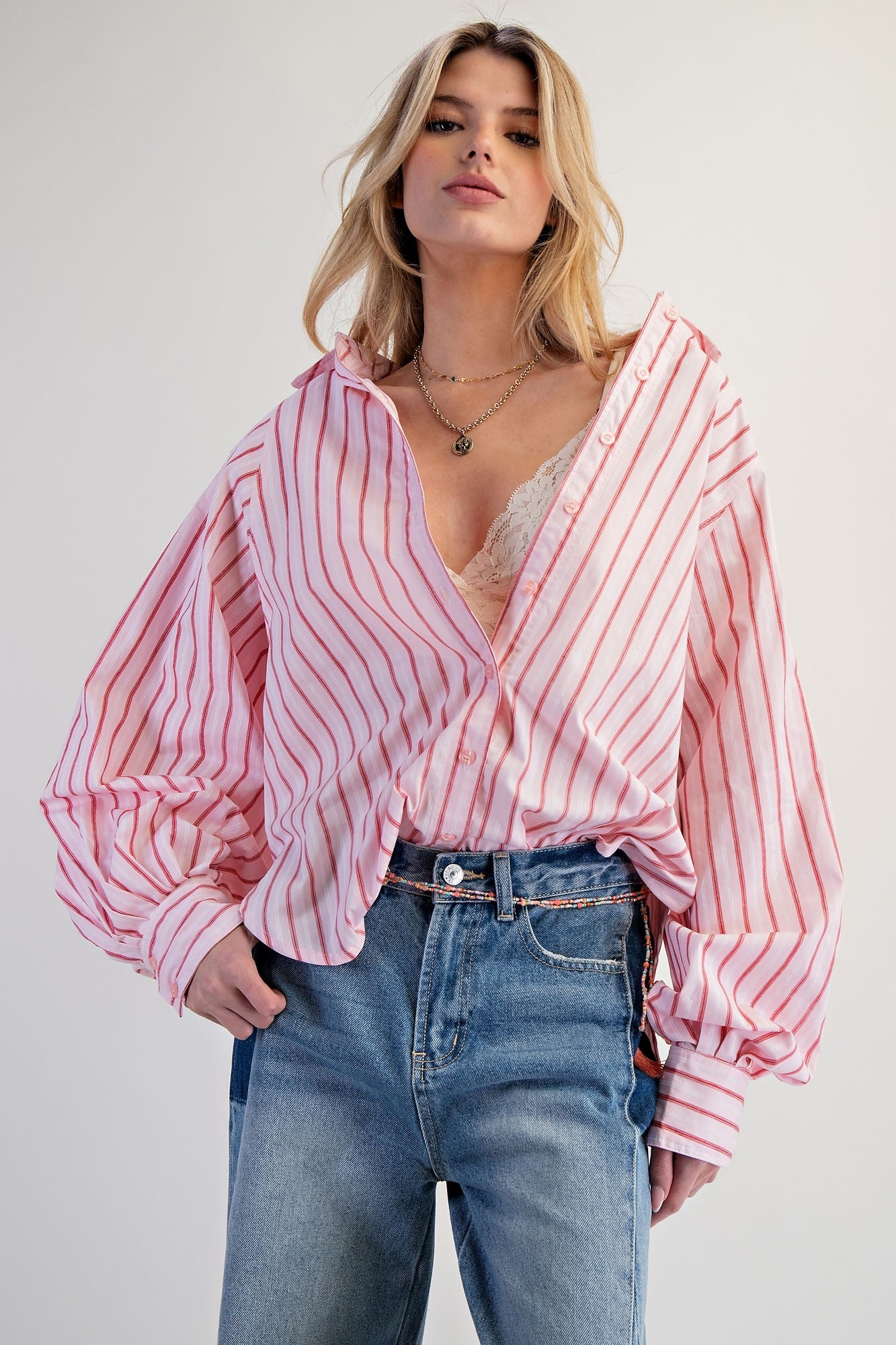 Pink Striped Button Down Shirt