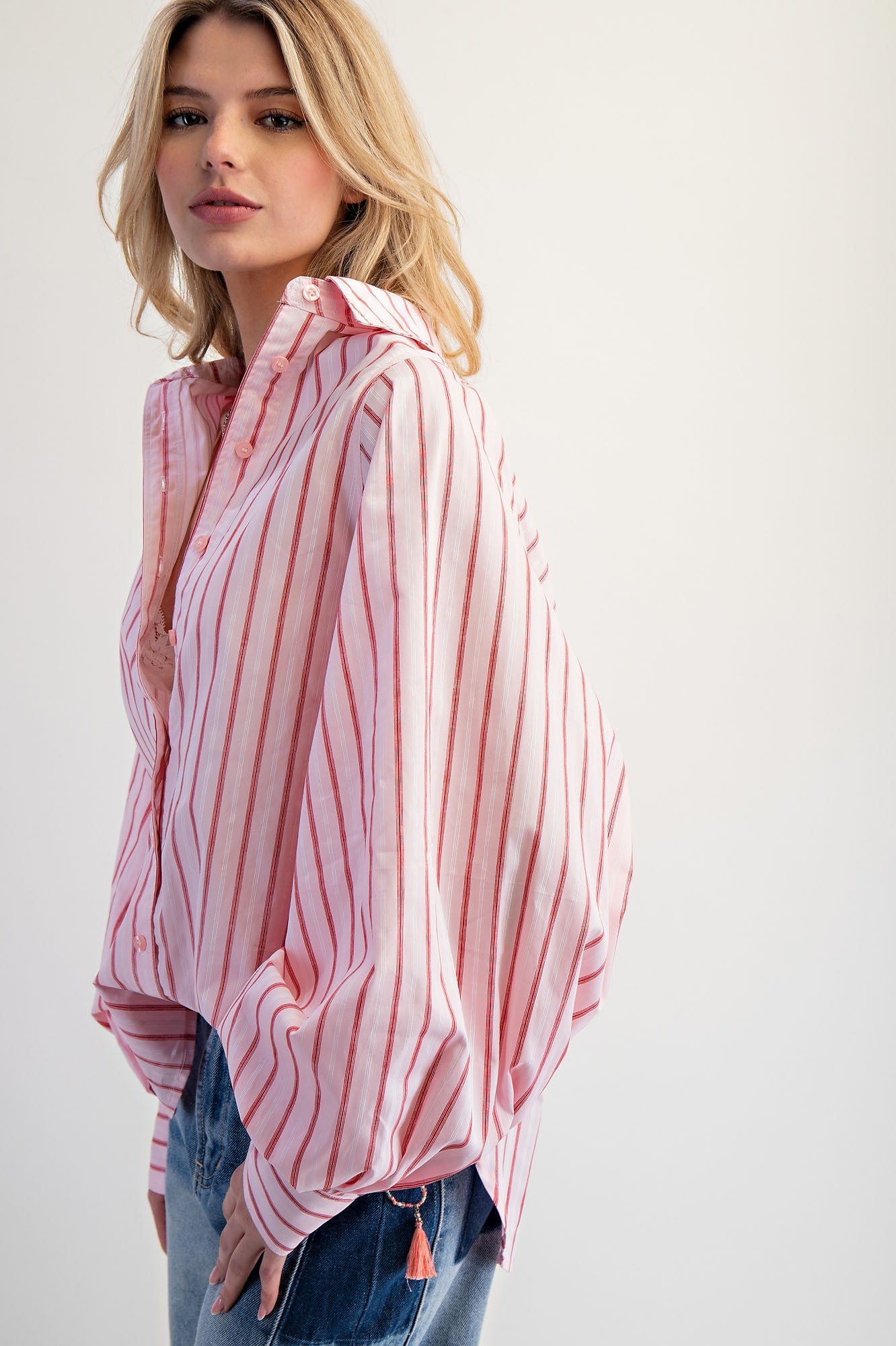 Pink Striped Button Down Shirt