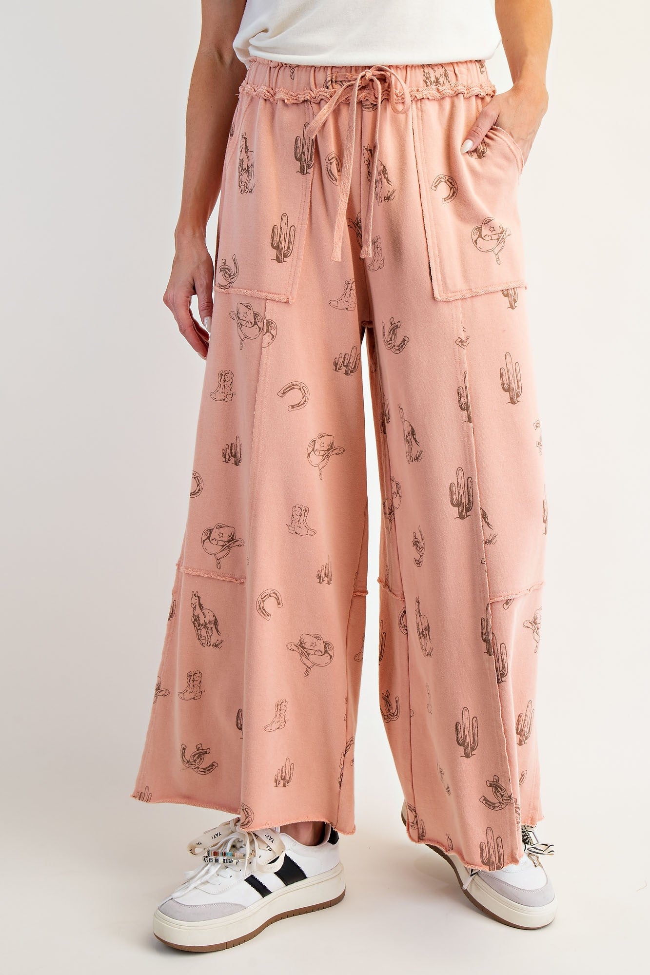 Western Printed Terracotta Terry Pants