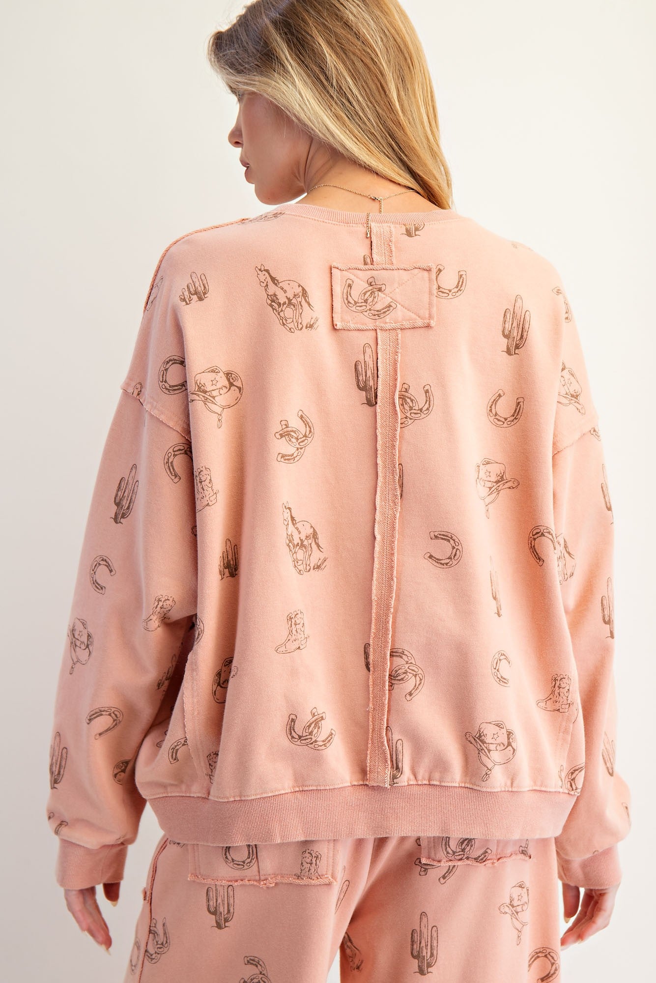 Western Printed Terracotta Pullover