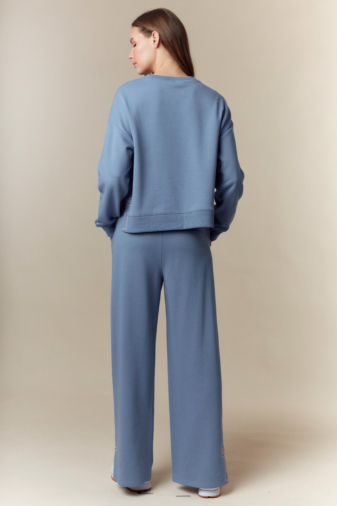 Dusty Blue Bow Detail Sweatshirt