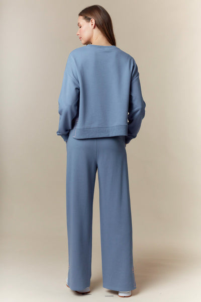 Dusty Blue Bow Detail Sweatshirt