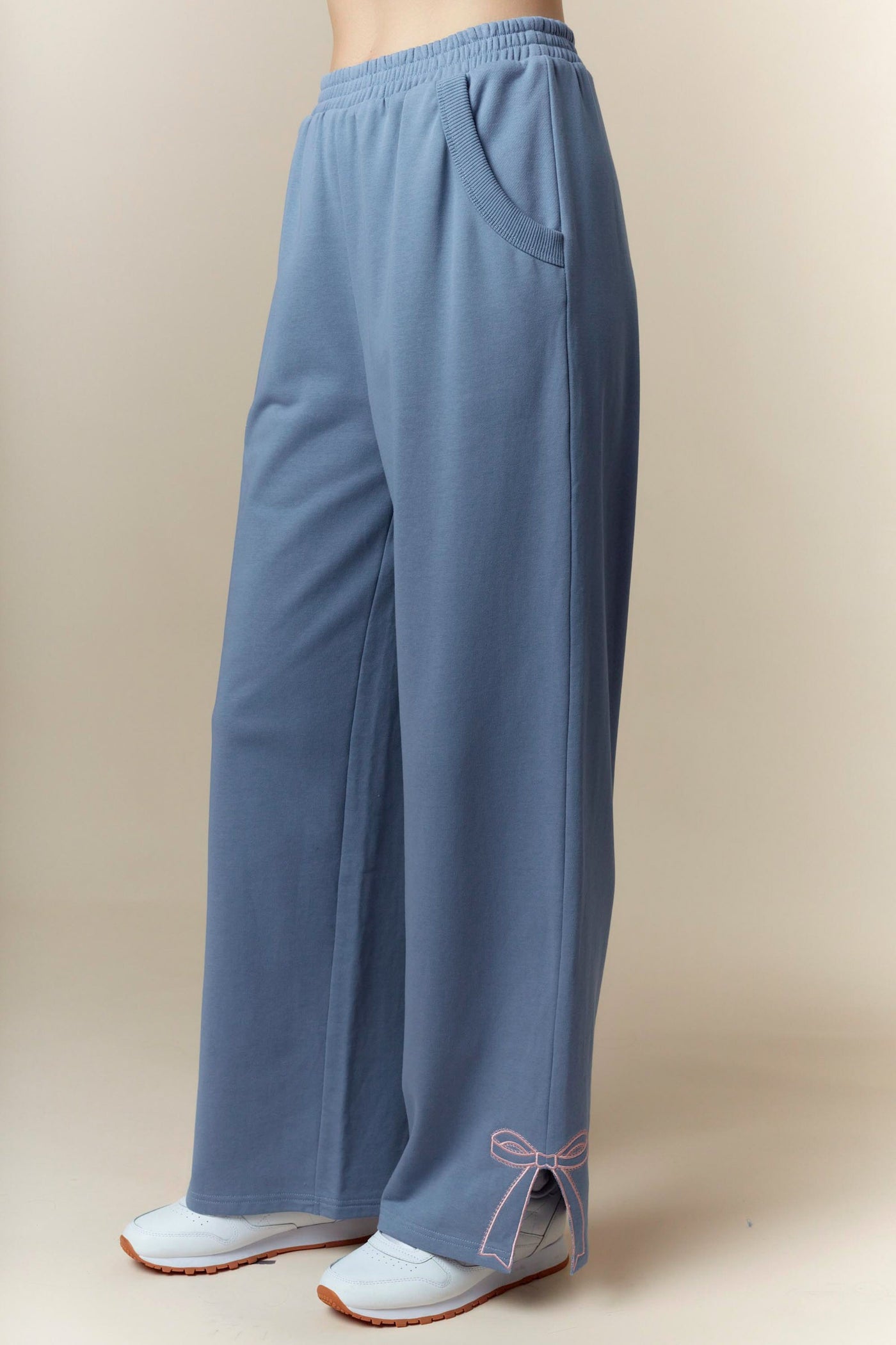 Dusty Blue Bow Detail Pants