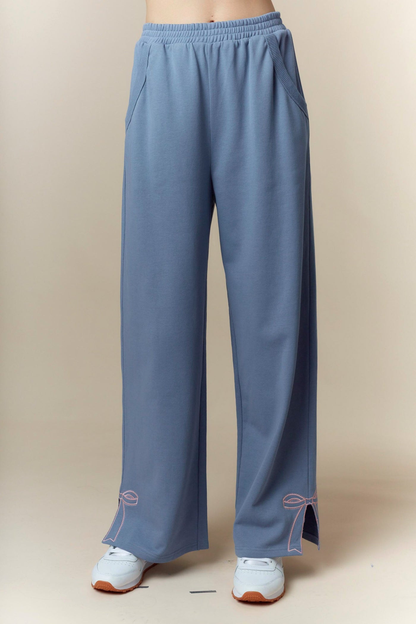 Dusty Blue Bow Detail Pants