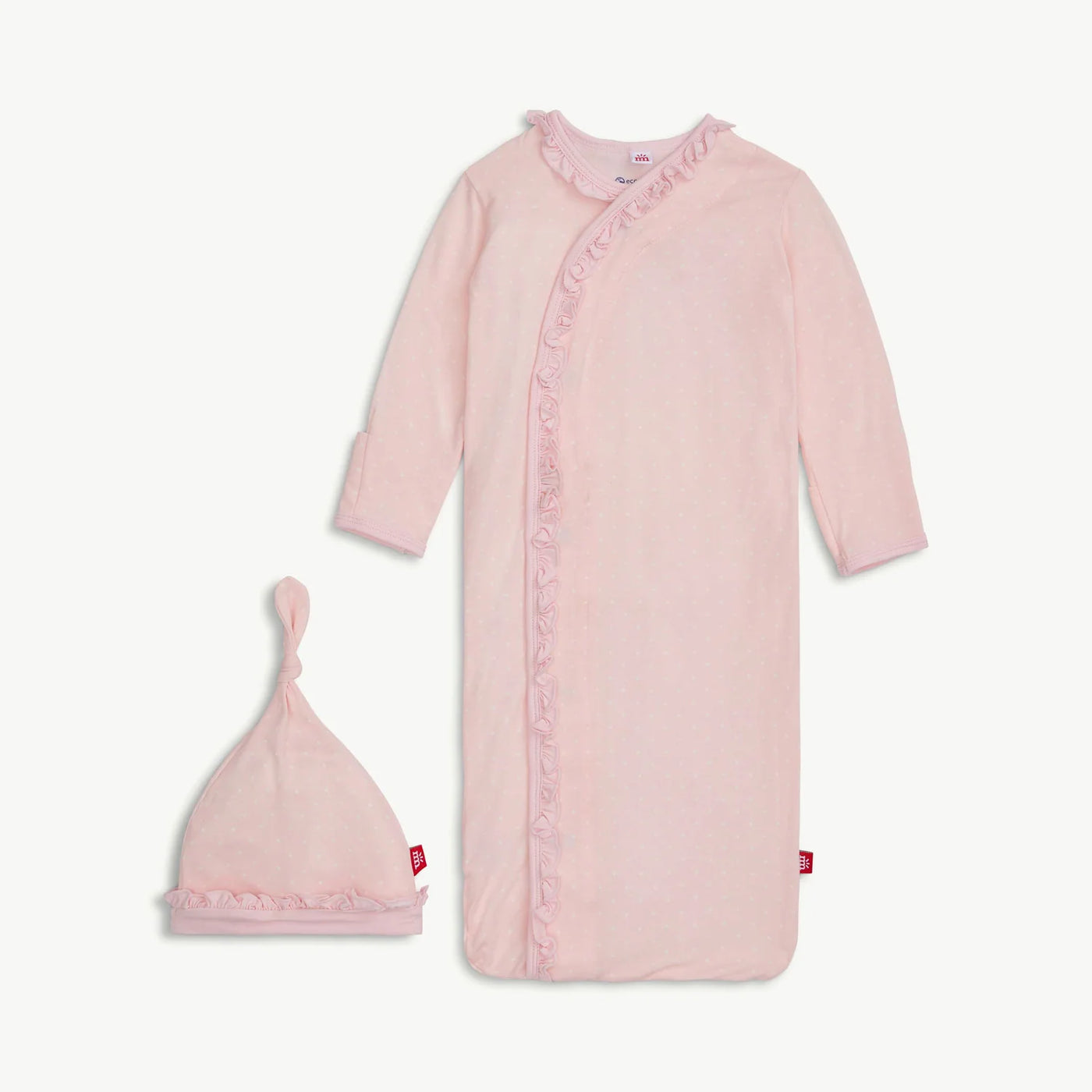 pin dot pinkcozy sleeper gown + hat set