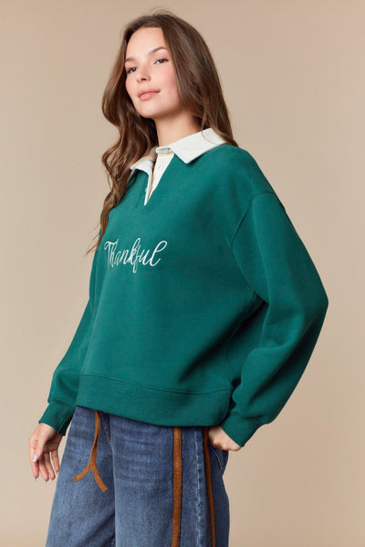 Thankful Embroidery Sweatshirt