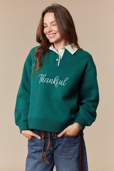 Thankful Embroidery Sweatshirt