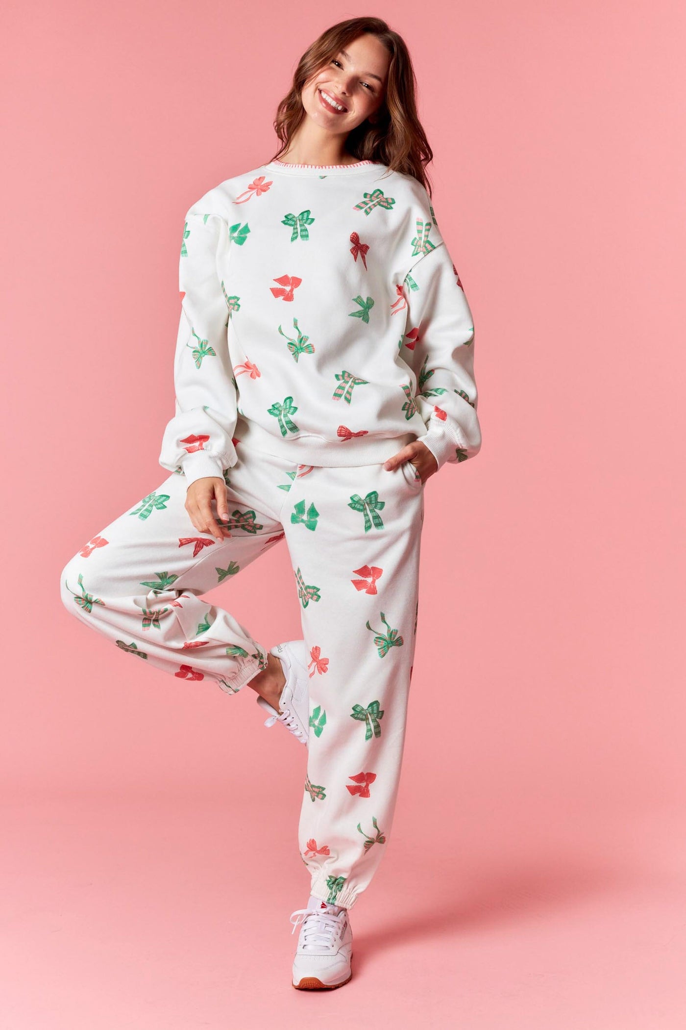 Multi Bow Fleece Terry Jogger Pants