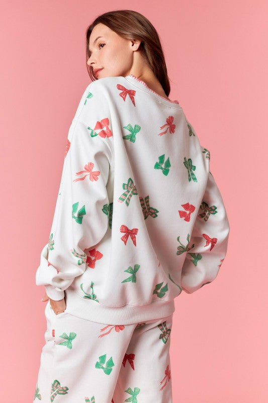Multi Bow Fleece Terry Sweatshirt