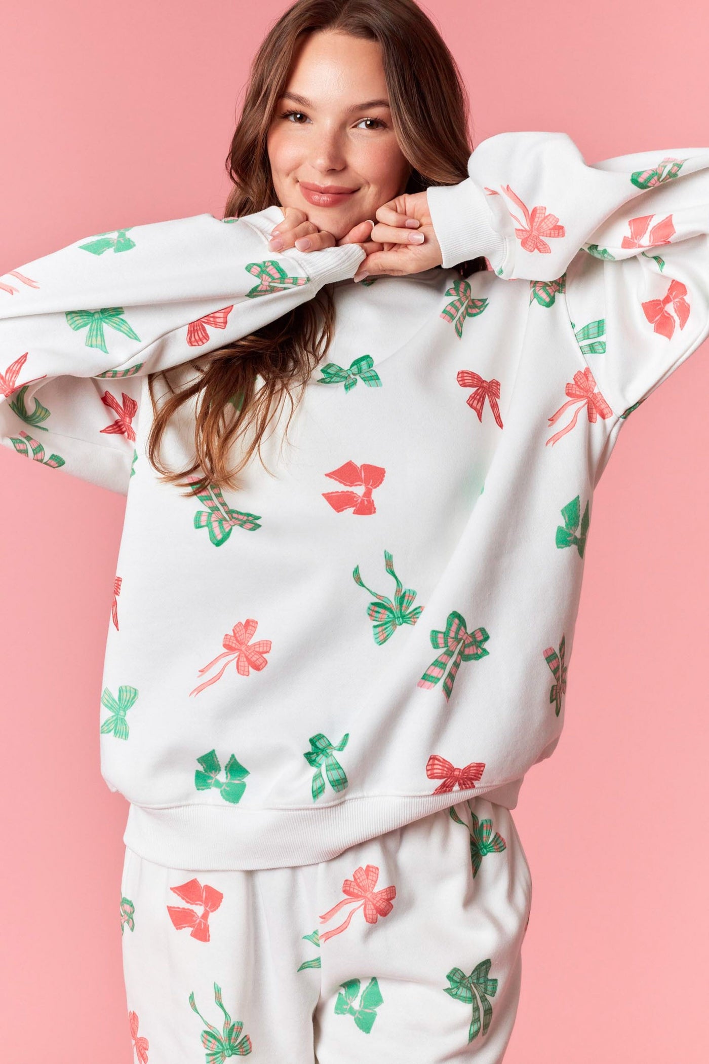 Multi Bow Fleece Terry Sweatshirt