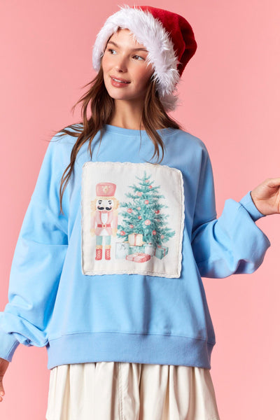 Nutcracker Printed Corduroy Patch Sweatshirt