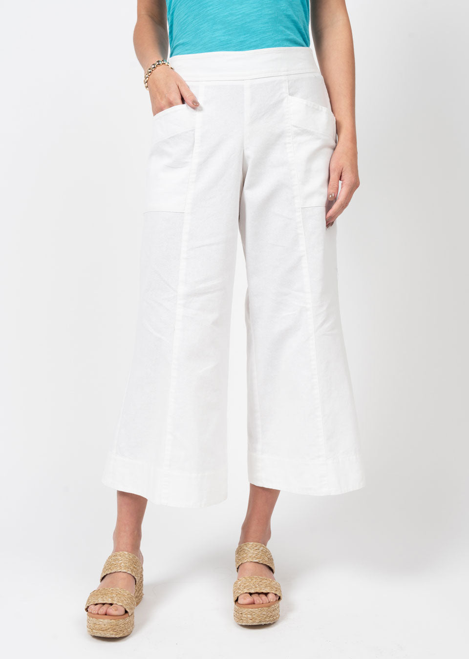 White Linen Slouch Pocket Pant