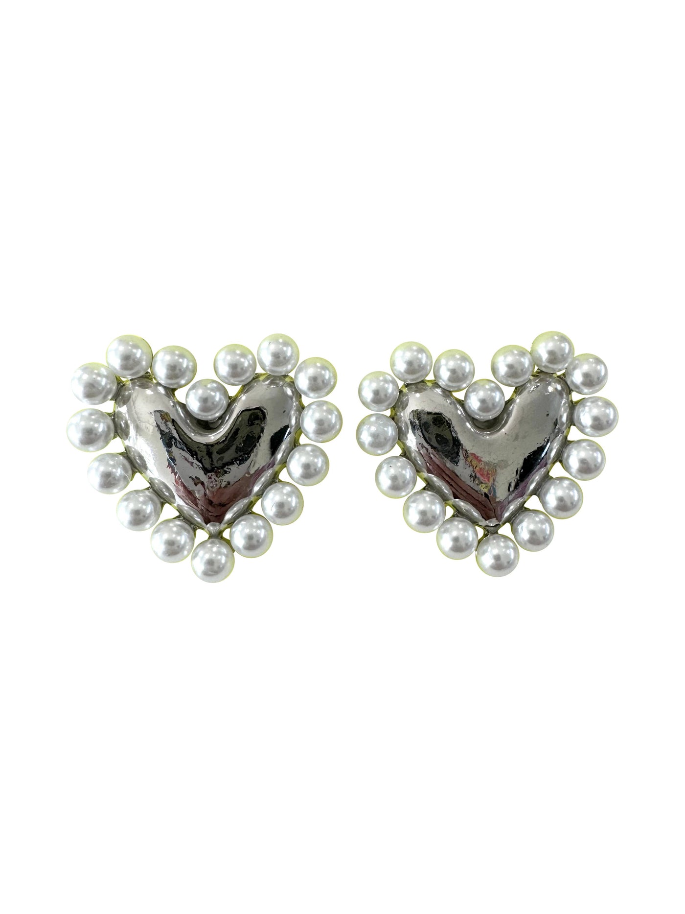 Gold Heart Stud with Pearls Earrings