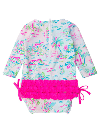 Girls Tropical Resort  One Piece Rash Guard