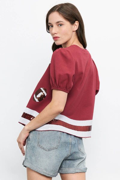 Burgundy GAMEDAY SEQUIN TOP