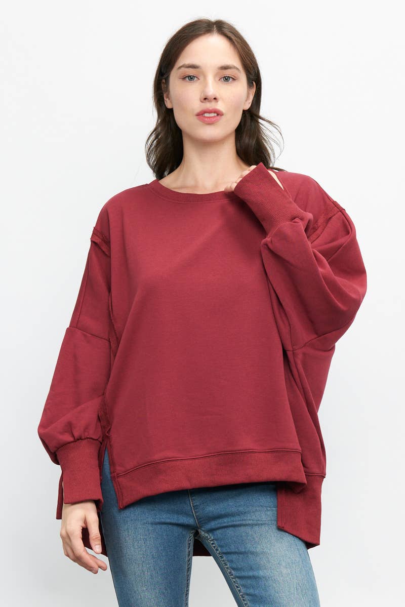 Burgundy  BOXY FIT SWEATSHIRT