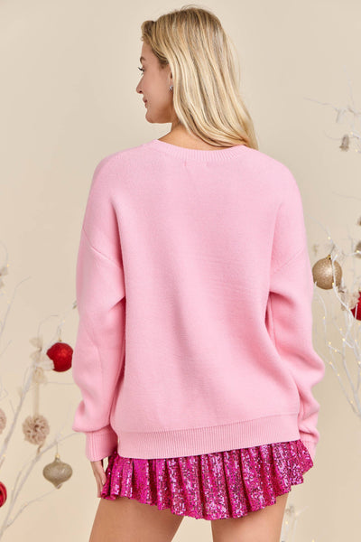 Deck the Halls Pink Sweater