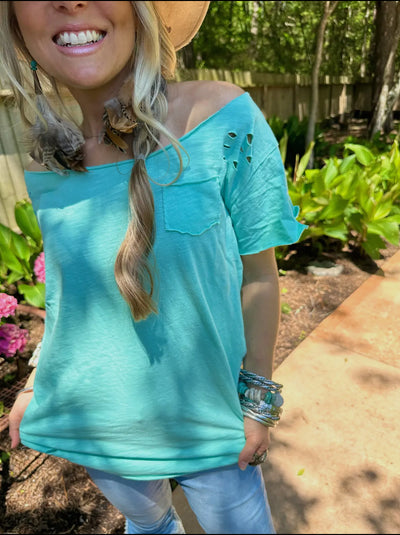 Aquamarine Ripped Tee