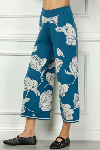 Blue Jacquard Sweater Pants