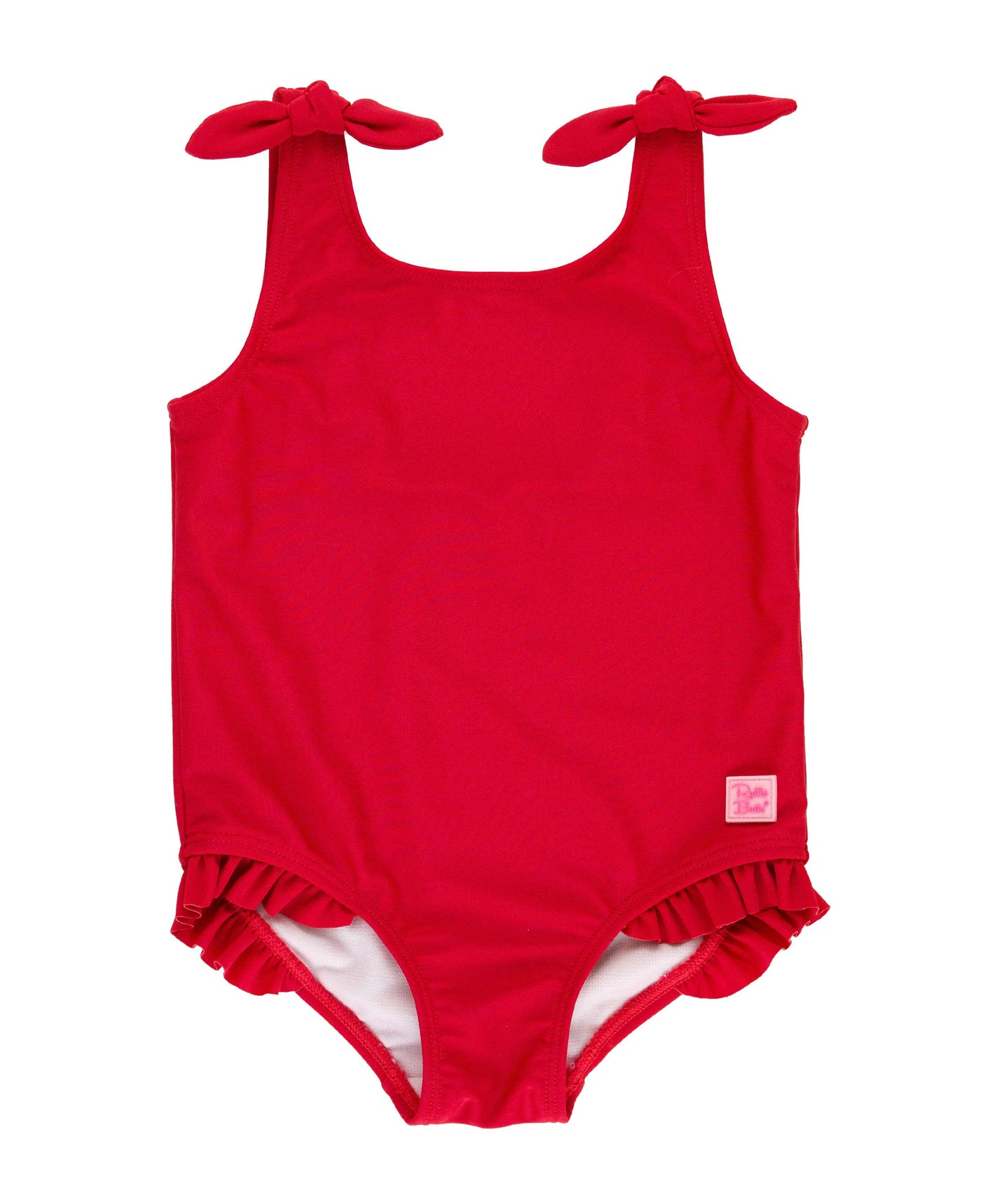 Girls Red Tie Shoulder Bathing Suit