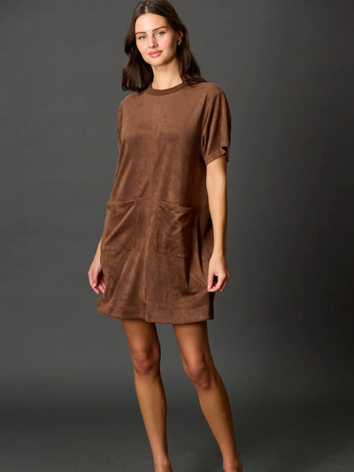 Faux Microsuede Shift Dress